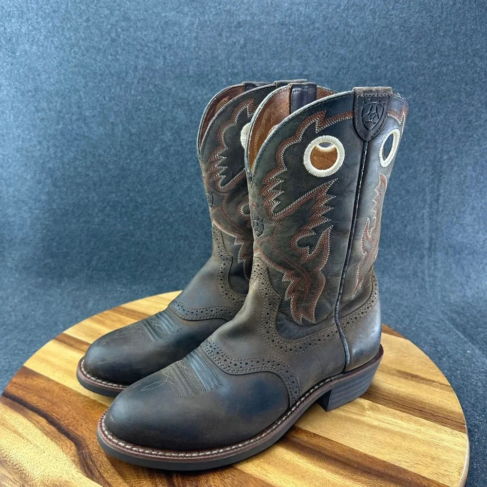 Ariat Women's Heritage Roughstock Size 8 Wide Antique Brown Leather Cowboy Boots